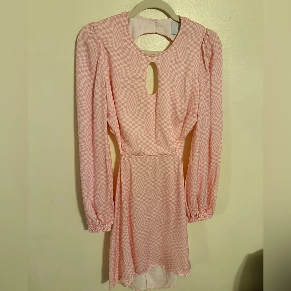 The Wolf Gang Keyhole Mini Dress Pink Cutout Long Sleeve NWT M Event Easter - Picture 2 of 8